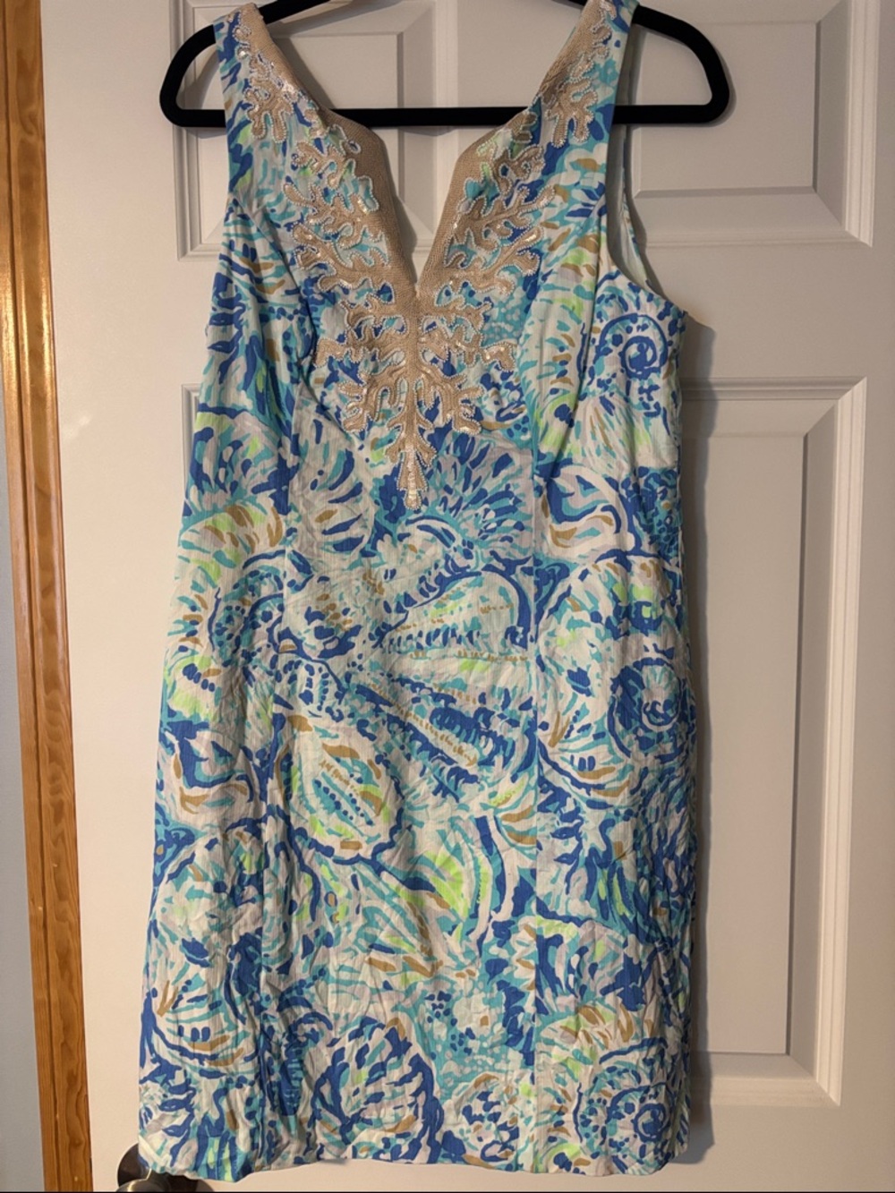 Lilly Pulitzer Blue, Aqua & Tan Printed Gabby shift Dress